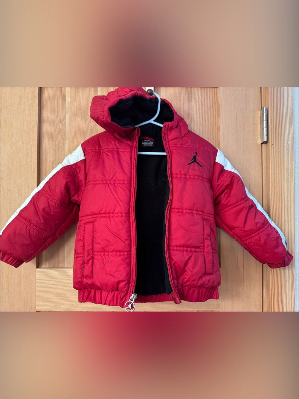 Jordan Kids' Red Puffer Jacket with White Accents